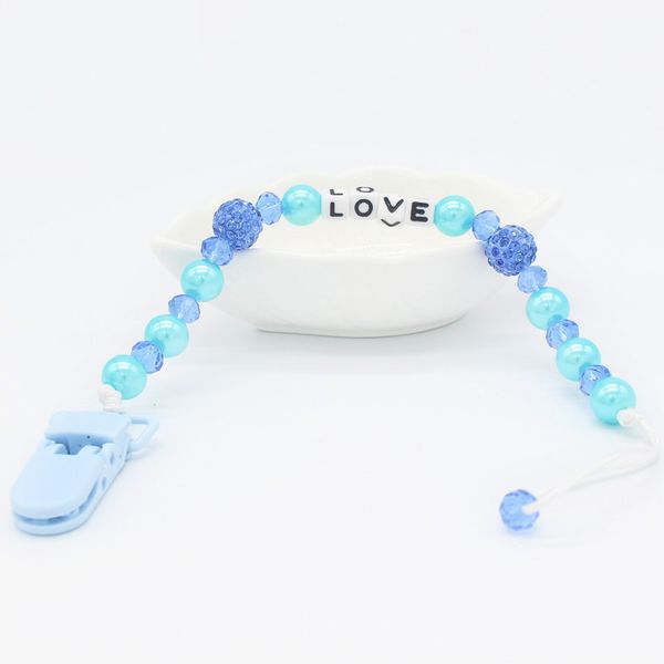 

baby pacifier holders love crystal pearl pacifier chain drop chain anti lose