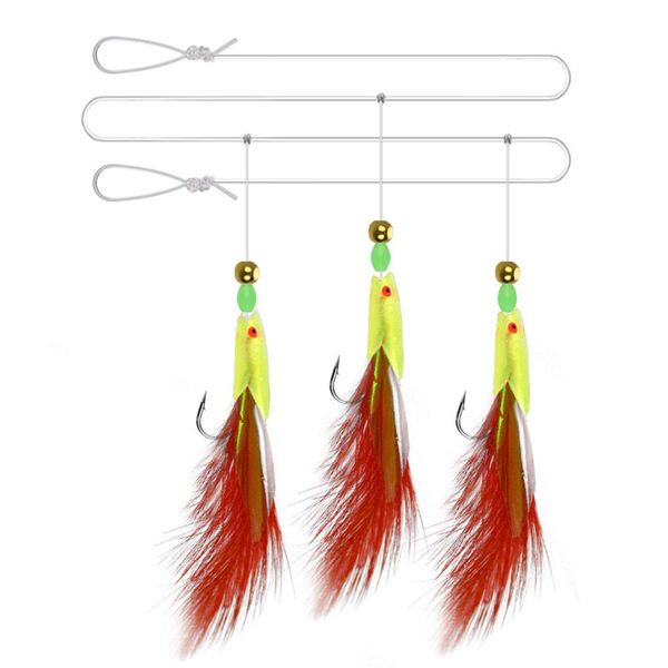

3pcs/set luminous fishing hook high carbon steel feather fish skin jig fishhooks fishing hook barbed bbymzy bdehome