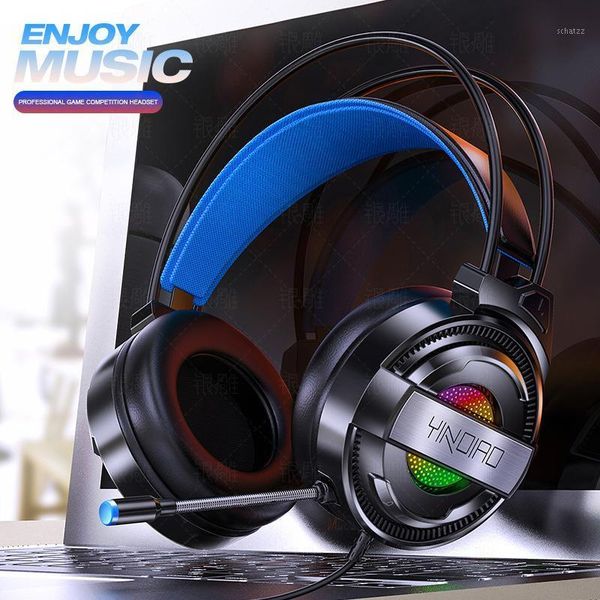 

wired gaming headphones surround sound stereo earphones usb noise-reducing microphone colorful light pc lapgame headset1