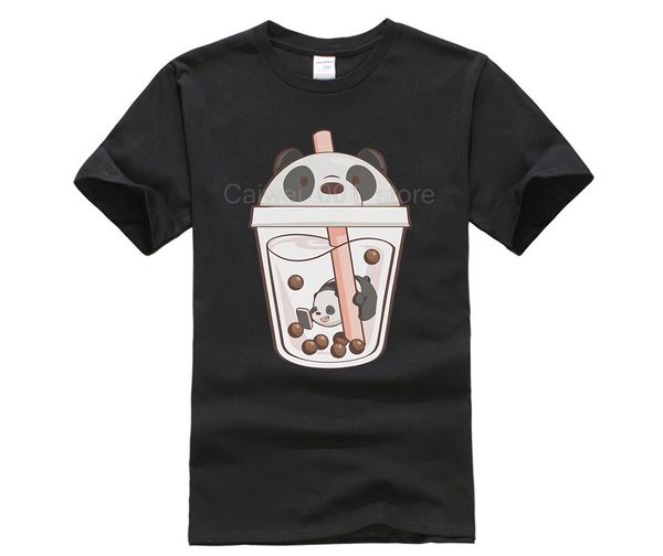 

men's cool short sleeve pearl milk tea bare bears fashion trendy creative graphic hooded sweatshirt hoodie men t shirt