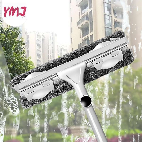 

cleaning brushes glass wiper double-sided window cleaner long handle rod silicone rotating head with cloth tool1