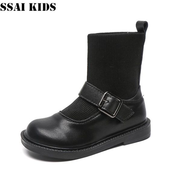 

boots ssai kids girls shoes 2021 children' short plus velvet children baby princess socks, Black;grey