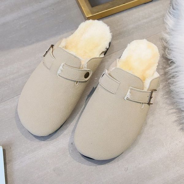

2021 new man skin interior cork keep warm teddy slip house floor comfortable winter slipper shoe o6hb, Black