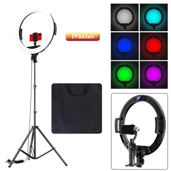 

tolifo 19" rgb ring light, selfie smd circle light kit with tripod stand+phone holder, handle for youtube mike up, youtube video