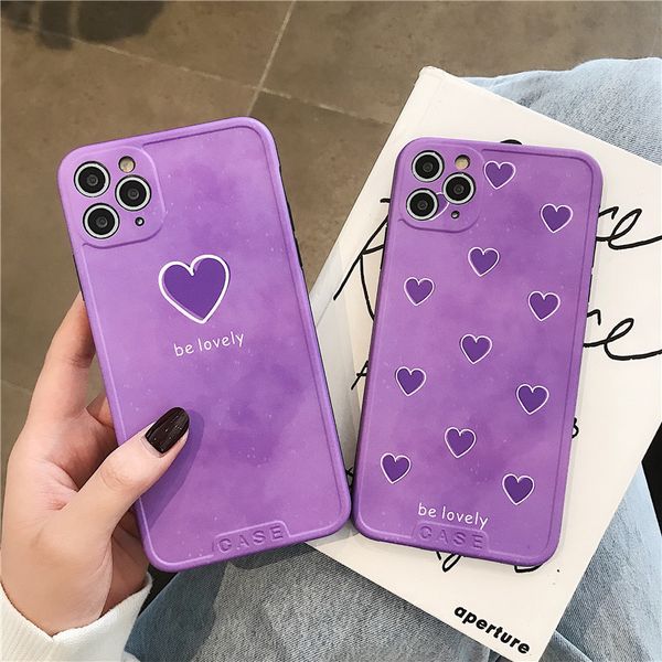 

purple love pattern application 11 pro/max iphone x/xs/xr/se mobile phone case iphone7p female 8plus silica gel