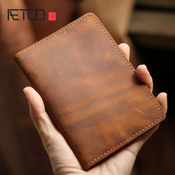 

aetoo leather men's and women's passport holsters, handmade mad horse pickup bags, head leather travel document protection case, Red;black