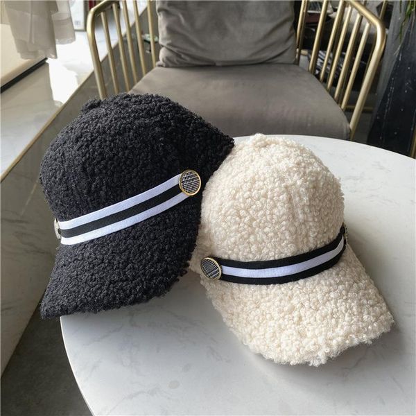 

kid's fur hat autumn winter korean version of trendy duck tongue cap wind net red teddy plush warm baseball cap, Blue;gray