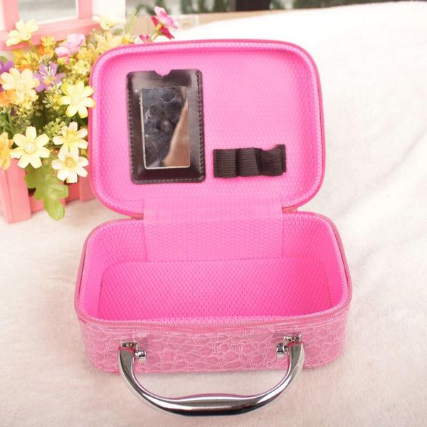 

selling personal women zipper makeup bag crocodile skin toiletry bags storage travel pouch cosmetic bag with make up mirror