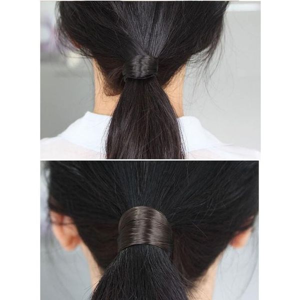 

fashion wig braided hair band for women pigtail type rubber bands korean style hair ring for girl hair extension ponytai bbyeyd, Black;brown