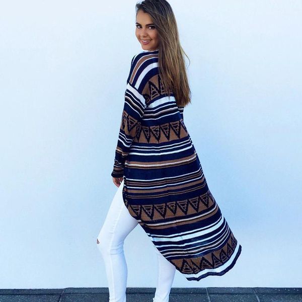 

mid-length cardigan sweater lady long-sleeved casual knitted jacket new winter new lady's printed cardigan sweaters1, White