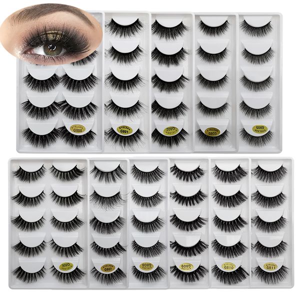 

wholesale 6d 3d faux mink eyelash custom label cruelty vegan lashes 6d silk eyelashes g809-811