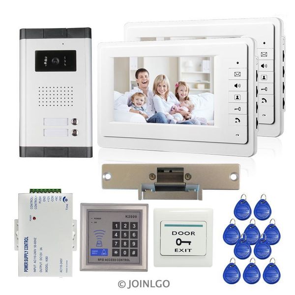 

7'' monitor video door phone intercom system ir night vision camera doorbell rfid access control unlock for 2 3 4 apartment1