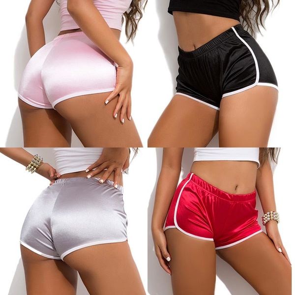 

xxl plus size high waist shorts candy color wetlook shiny booty shorts pole dance micro mini short bermudas pantalon corto y200512, White;black