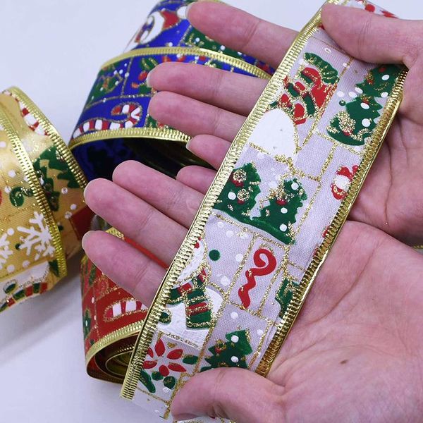 

5м новогоднее украшение атласной лентой санта-клаус дизайн grosgrain diy craft ленты подарки оберточные поставки xmas декор для дома jlldmj