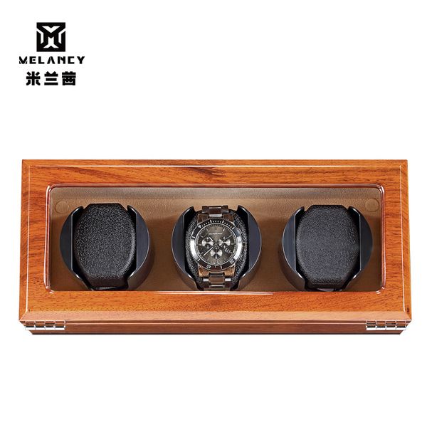

new goods luxury brown glossy lacquer wooden box mabuchi motor diplomat watch winder