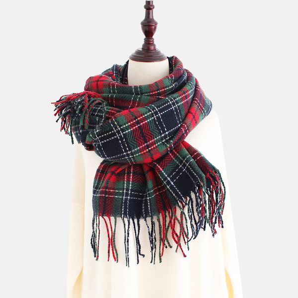 

рождественский подарок шотландка шарф для женщин в осенне-зимний период, Blue;gray