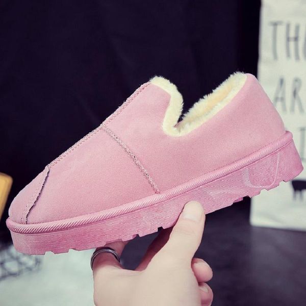 

2020 winter new casual snow boots flat round round female korean students bread shoes lazy one pedal warm and plush cotton, Black