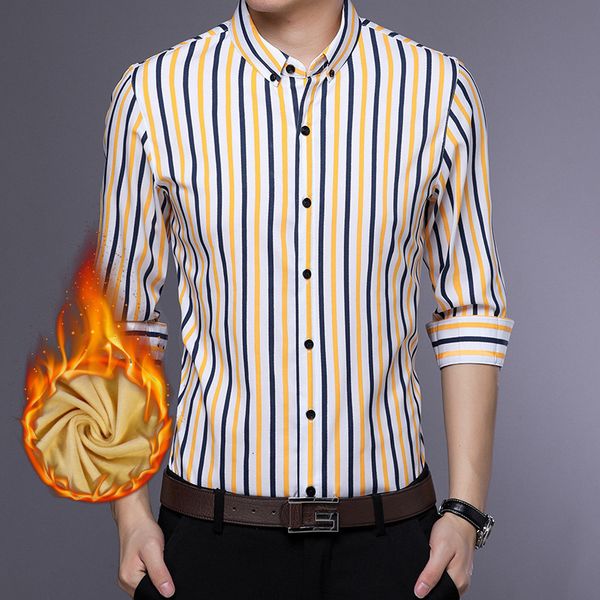 

long sleeve vertical stripe autumn thin shirt youth slim fit no iron anti wrinkle business casual men's button collar, White;black