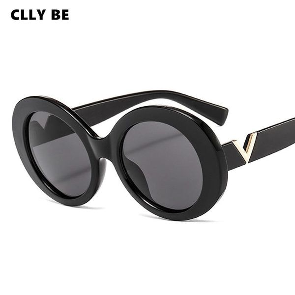 

sunglasses 2021 fashion round vintage women men mirror sun glasses female shades retro letter v eyewear, White;black