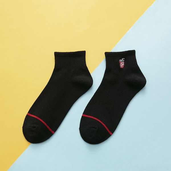 

fnepg 2020 socksstreet summer new spring boat sports embroidered boat sockssocks and women's fashion brand cartoon embroidered short so, Black