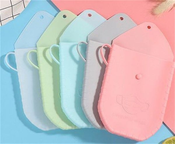 

silicone portable face mask case multi colour environmental protection holder dust proof masks storage box new arrival 4 8qm l2