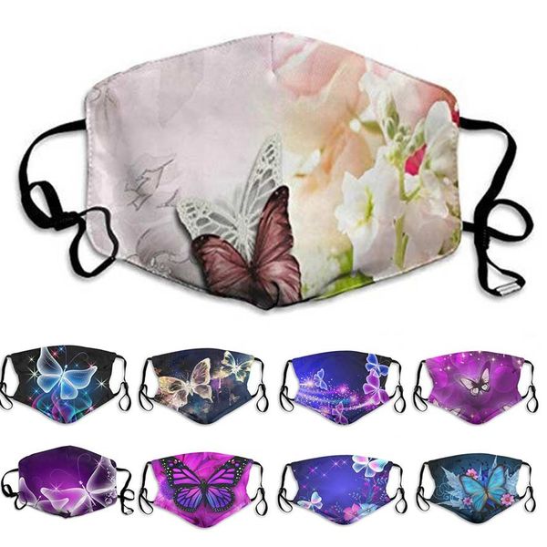 

20pcs face mask men women personality cotton butterfly fashion face masks boys girls dustproof haze breathable print facemask
