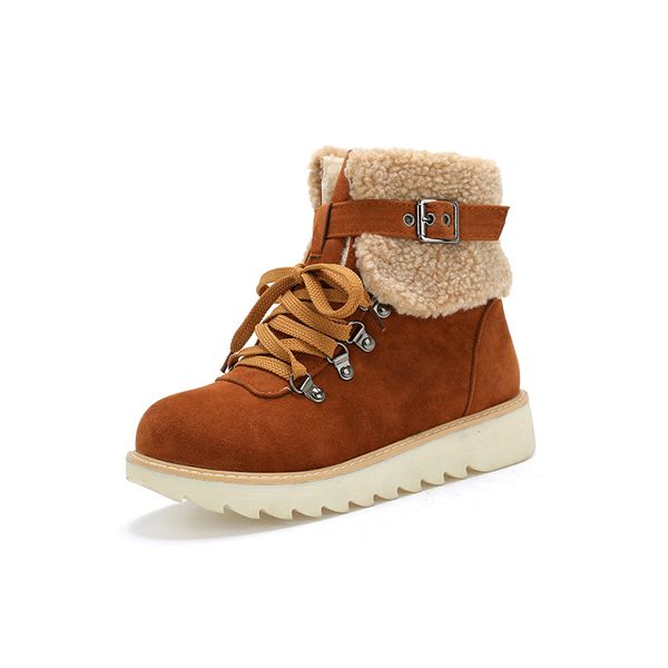 

2021 the new snow boots of warm winter furry fashions buckle-up black platform green ground heel women's shoes 0tdj