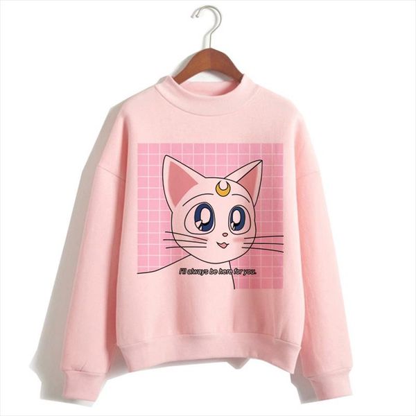 

sailor moon harajuku hoodie 2020 korean style ulzzang kawaii 90s cartoon clothing pullovers new oversized hooded streetwear, Black