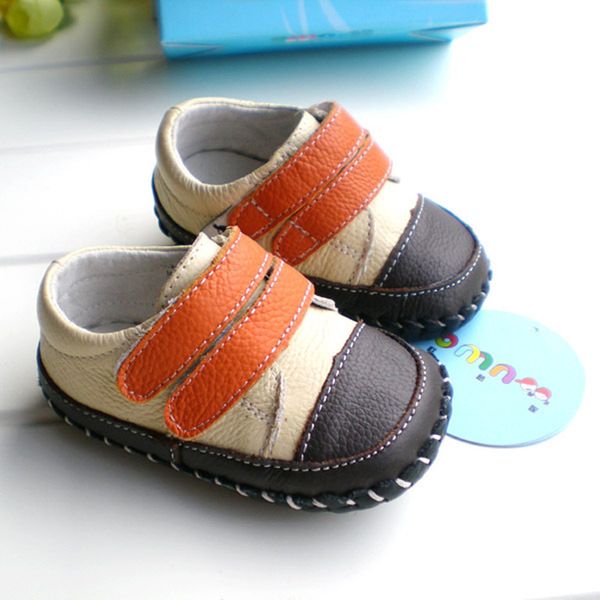 New Omn Baby Boys Moda Patchwork Couro Genuine Couro Sapatos Atacado Crianças Sapatos Casuais Primeiro Walkers Venda Quente LJ201104