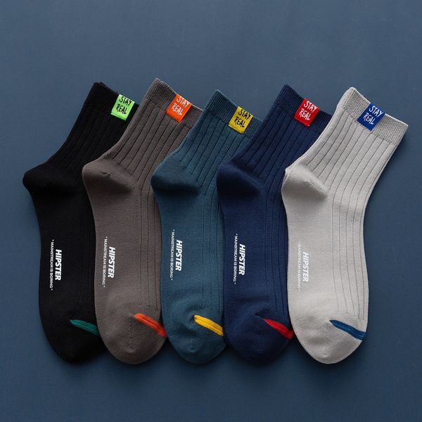 

huatian boots 20 autumn winter business men's color cloth label cotton men's tube medium sockssocks medium socks socks uxumj ux, Black