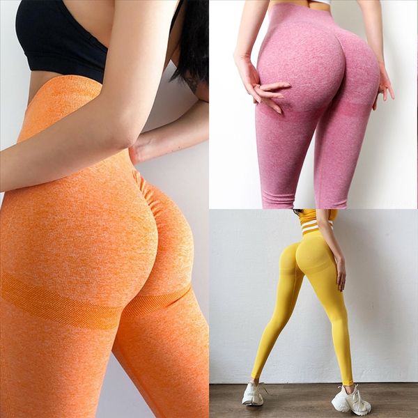

p9o control women's casual yoga high waist solid colors button long seamless pant tummy fashion fitness trainning yoga pants activewear