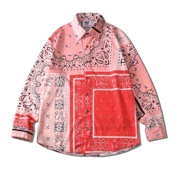 

autumn winter europe america classic cool stylish bandanna paisley men women long sleeve casual polyster shirt street s, White;black