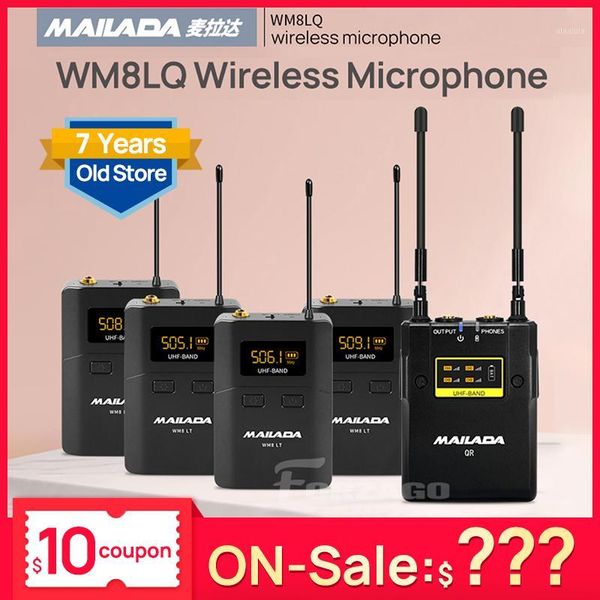 

microphones wm8lq uhf wireless lavalier lapel microphone 4 transmitters 1 receiver kit condenser mic for dslr canon nikon sony camera1