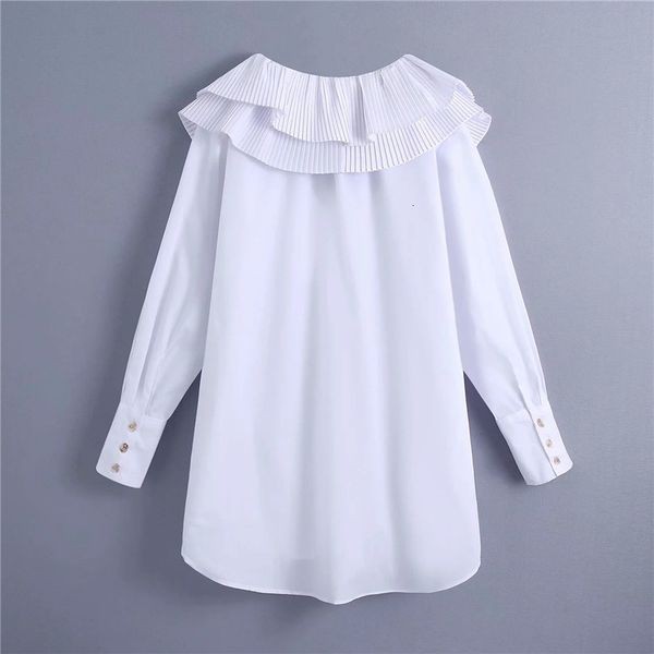 

new 2021 ruffle white oversize women spring plus size long sleeve female fashion casual button up shirt 35ci