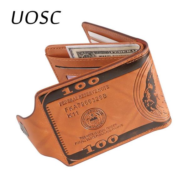 

uosc luxury 100% genuine leather wallet fashion short bifold men wallet casual soild with coin pocket purses male wallets, Red;black