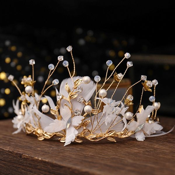 

ifairy bridal queen fan headdress wedding dress mori net red same style super immortal 18-year-old crown, Silver