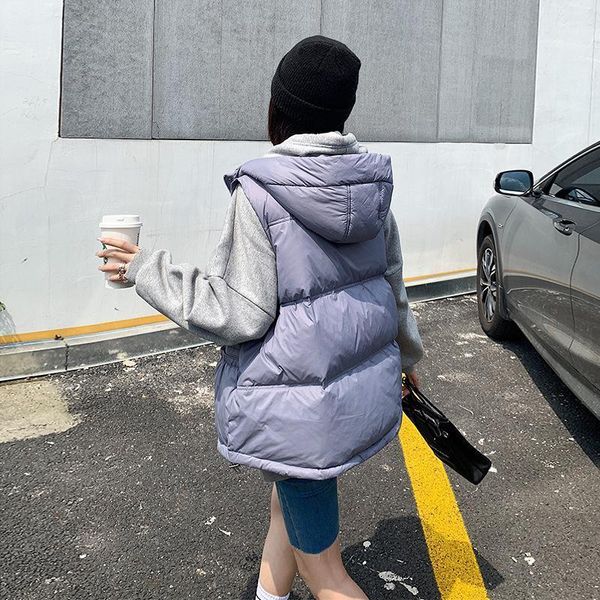 

print orange down waistcoat women's new fashion stand collar hooded waistband lightweight down jacket jacket1, Black