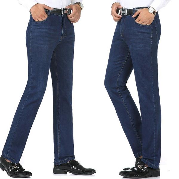 

men's jeans 2021 arrival zipper straight mid plaid heavyweight full length casual pockets plus size 31-38 40, Blue