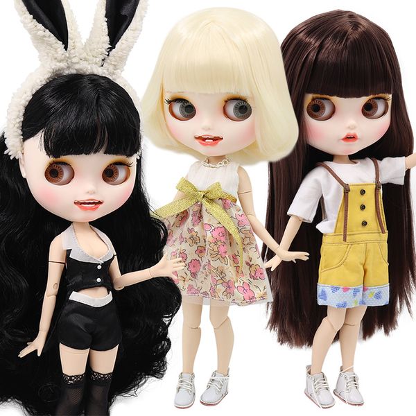 

icy factory blyth doll bjd joint body white skin custom doll customized face matte face with teeth 30cm toy 1011