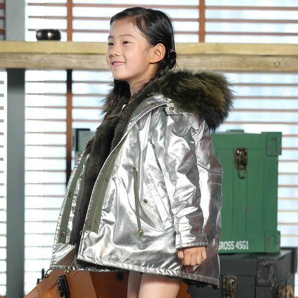 

boys and girls fur coat jacket baby big fur collar coat autumn and winter warm jacket children collar, Blue;gray