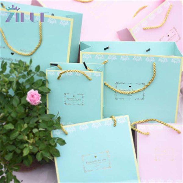 

zilue 5pcs/lot pink tiffany handbag wedding candy supply birthday gift bag party decoration jewelry package shopping bag