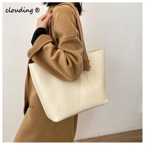 

contrast color large capacity shoulder bag for women luxury design pu leather solid color bag handbag retro diagonal