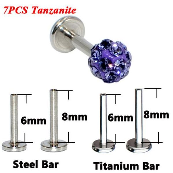 

7pcs surgical steel 4mm charming crystal ball labret tragus cartilage earring round tragus lip ring ear cartilage earring 16g q jlljqt, Silver