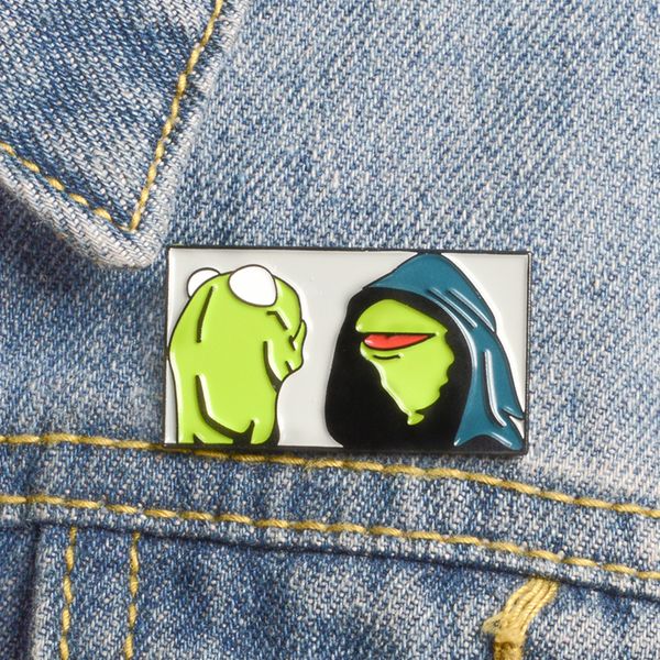 

kermit frog enamel muppet show frog brooch bag clothes lapel button badge cartoon gift friends kids, Gray