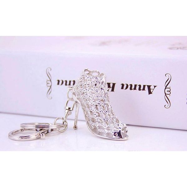 

gold key rings promotion wedding gift crystal bright high heel shoes car key holder lady creative bag ornaments jllyzi bdecoat, Silver