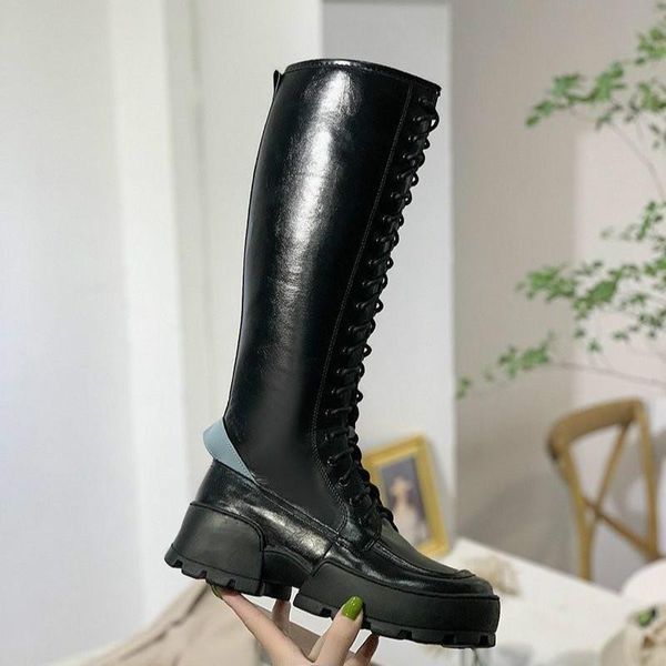 

boots woman long winter thigh high lace up over knee women rome style size 35-39, Black
