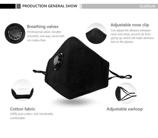 

маски пылевых загрязнений воздуха для дыма ароматов регулируемых ремней ухи многоразового респиратор лицо черного рот маски