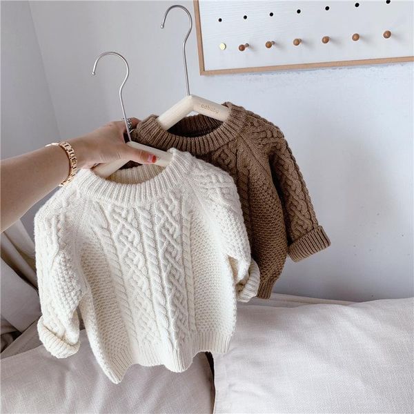 

girls knitted sweater baby girl winter clothes long sleeve toddler boy pullover thicken fashion design casual new kids, Blue