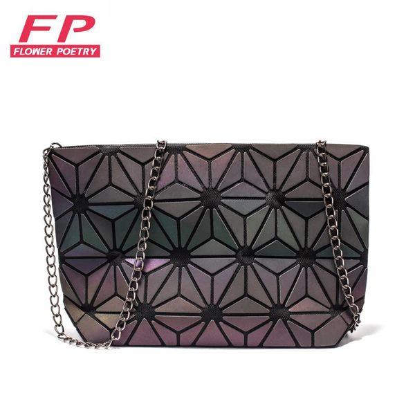 

women chain shoulder bag geometry luminous handbags bag plain folding crossbody bags clutch female messenger bags sac main femme