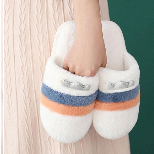 

women winter warm home slipper lovers flats 2020 women's comfortable plush slides woman fur ladies cute female shoes plus size #sw1f, Black